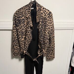 Leopard Print Women's Jacket w/black full body suit